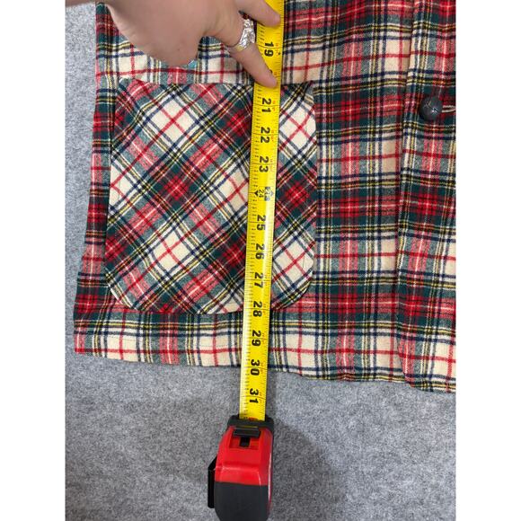 Vintage 80s Boston Store Milwaukee Plaid Wool Button Up Shirt Mens M Red Green - Picture 4 of 4